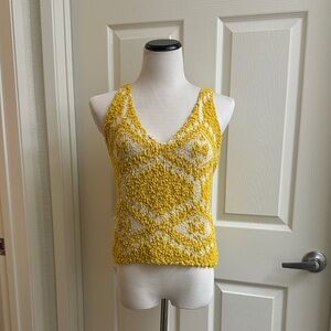 Anthropologie Yellow and White Textured Tank Top
